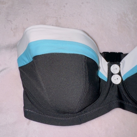 Freya Black Underwire Strapless Bandeau Bikini Top size 30G - Picture 2 of 4